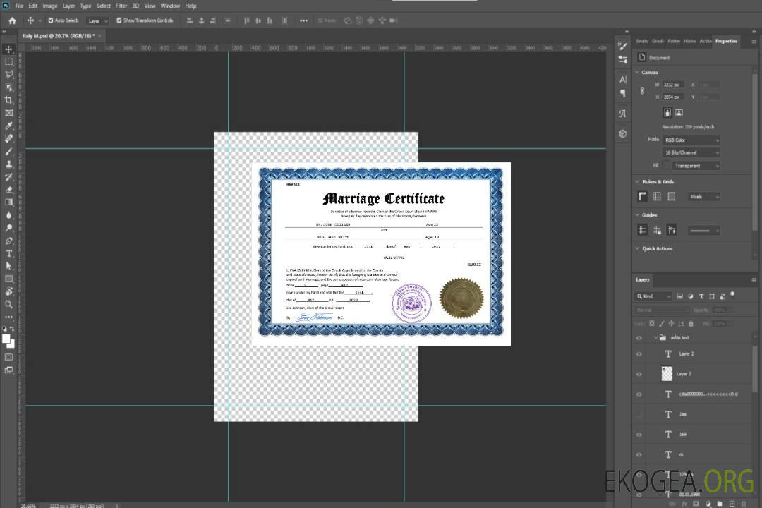 Modèle Word et PDF de certificat de mariage à Hawaï template